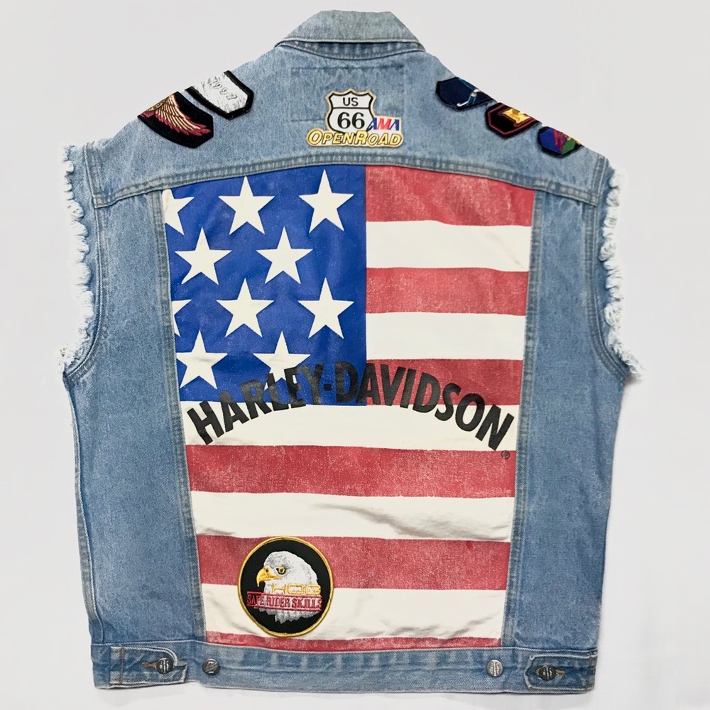 VTG 90’s Harley Davidson HOG Americana Denim Vest